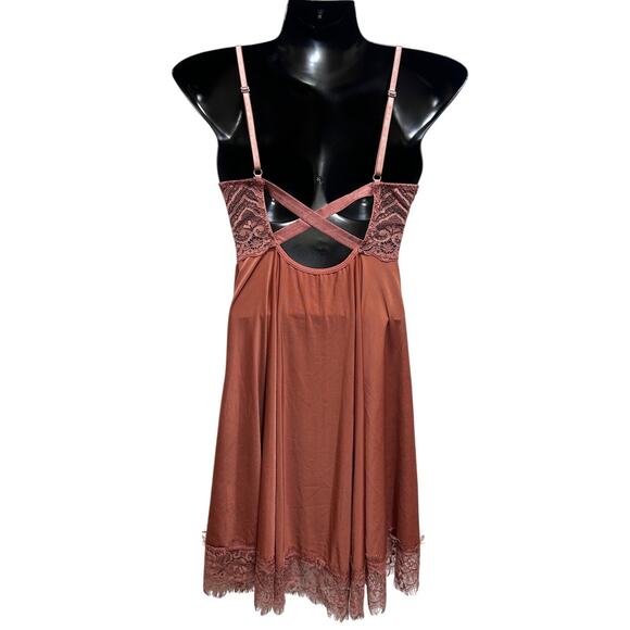 Ancona Lingerie L/XL Burnt Orange Lingerie Babydoll Dress Lace Coquette Feminine - Picture 4 of 8